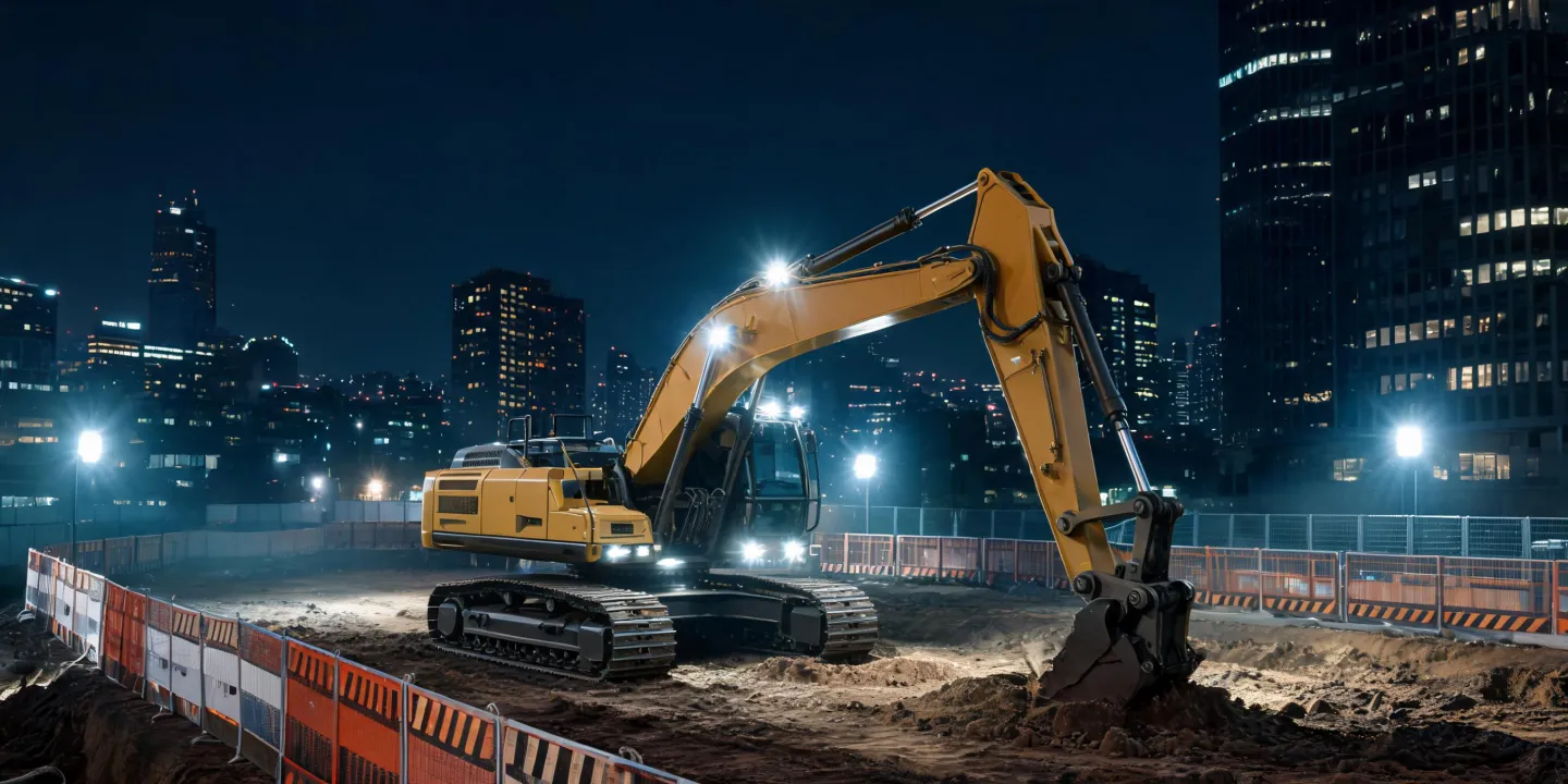 Battery-electric excavator concept on urban night worksite